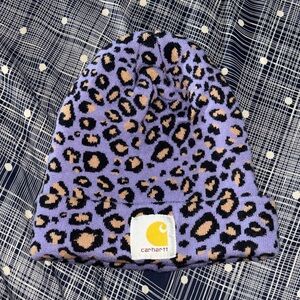 Carhartt Purple and Tan Leopard Print Beanie